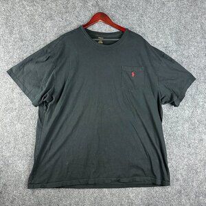 Polo Ralph Lauren Tee Shirt Mens 2XB Black Cotton Short Sleeve Pocket Red Logo